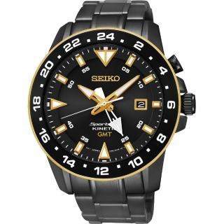【SEIKO】Sportura GMT 二地時間專業人動電能腕錶-黑(5M85-0AA0SD)