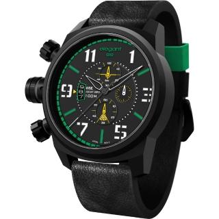 【elegantsis】Army 叢林戰鬥強悍三眼計時腕錶-黑x綠(ELJF48-OG01LC)