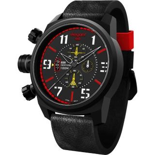 【elegantsis】Army 叢林戰鬥強悍三眼計時腕錶-黑x紅(ELJF48-OR02LC)