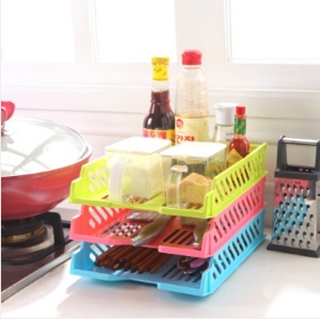 【MAY SHOP】多功能萬用可疊加抽拉式桌面置物架 炫彩物品收納籃文件籃