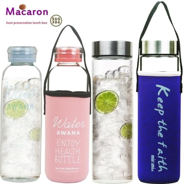 【可立夫】寬口x2+窄口x2 耐熱玻璃水瓶550ml附提把套(4入組隨機出貨) 【可立夫】寬口x2+窄口x2 耐熱玻璃水瓶550ml附提把套(4入組隨機出貨)