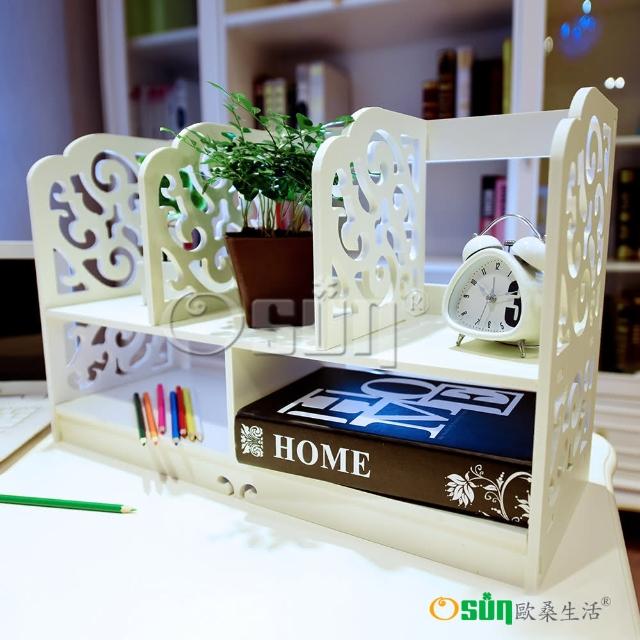【Osun】DIY木塑板 歐式白色雕花經典巴洛克桌上型書架(CE-178_BLK60)