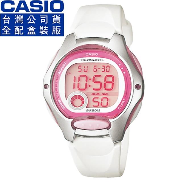 【casio】卡西欧闹铃多时区儿童电子表-粉红白(lw-200-7a)