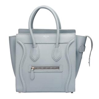 【CELINE】Micro Luggage小牛皮手提微笑冏臉包(天空藍167793HSC-09SY-SKY)