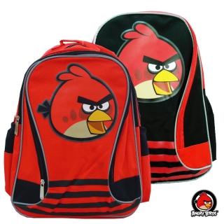 【Angry Birds憤怒鳥】造型條紋護脊書背包_A款(黑/紅_AB4893)