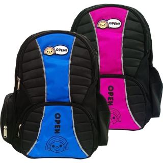 【OPEN! 小將】多功能休閒反光護脊書包(桃紅/藍色_OP6224)
