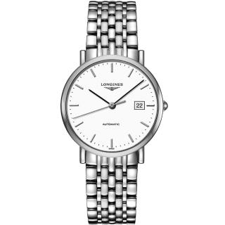 【LONGINES】Elegant Collection典雅機械腕錶-白/37mm(L48104126)