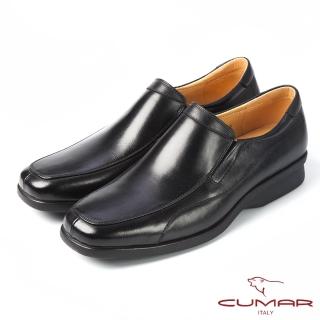 【CUMAR】CUMAR舒適真皮-帥氣簡約休閒皮鞋(黑)
