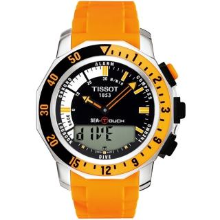 【TISSOT】SEA-TOUCH 觸控多功能潛水錶-橘(T0264201728102)