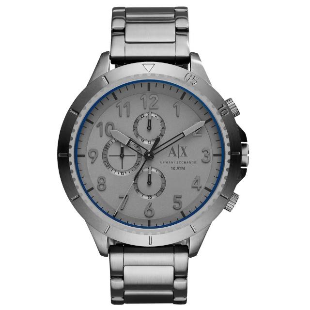 【A│X Armani Exchange】時刻終戰三眼計時腕錶-灰(AX1753)