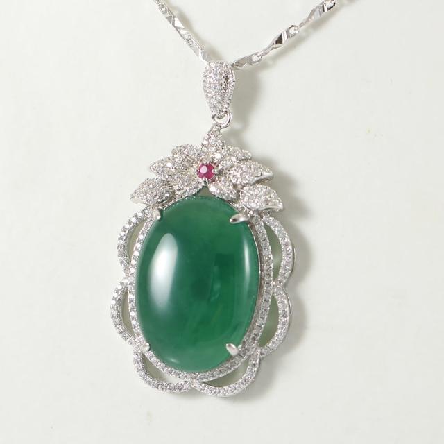 【金玉滿堂】稀世帝王綠頂級天然翡翠藍寶墜