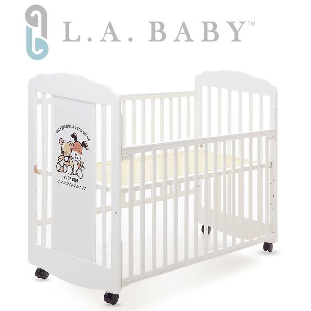 【美國 L.A. Baby】愛丁熊搖擺中小嬰兒床 原木床 童床(咖啡色  白色)