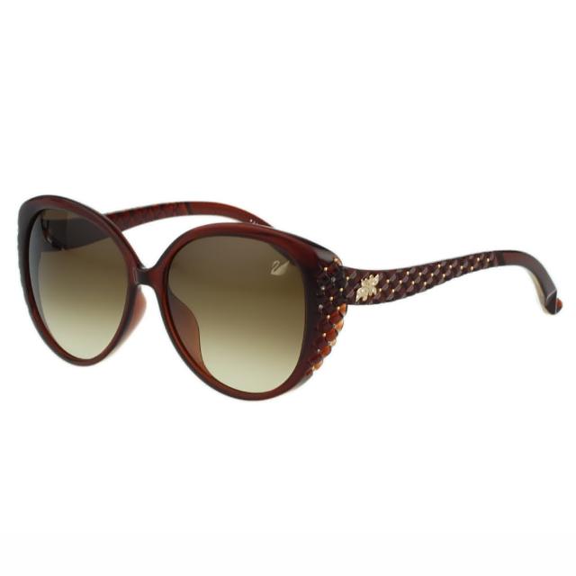【SWAROVSKI】雕刻 水鑽 太陽眼鏡(咖啡紅色)