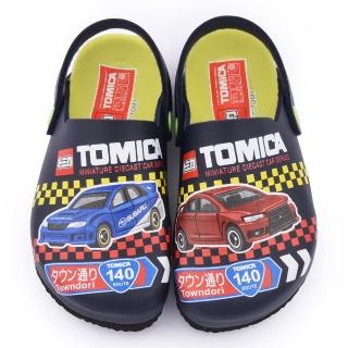 【童鞋城堡】Tomica多美小汽車 中童 不對稱包覆軟木風格拖鞋(TM0883-藍)