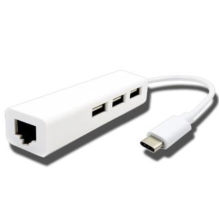 【K-Line】USB3.1 Type-C轉RJ45網卡/3孔HUB集線器