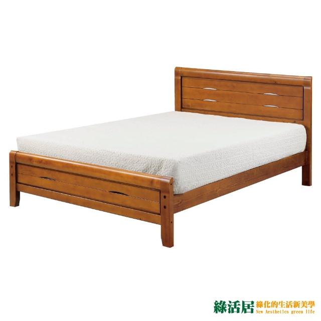 【綠活居】柏妮絲柚木色5尺雙人床台(不含床墊)