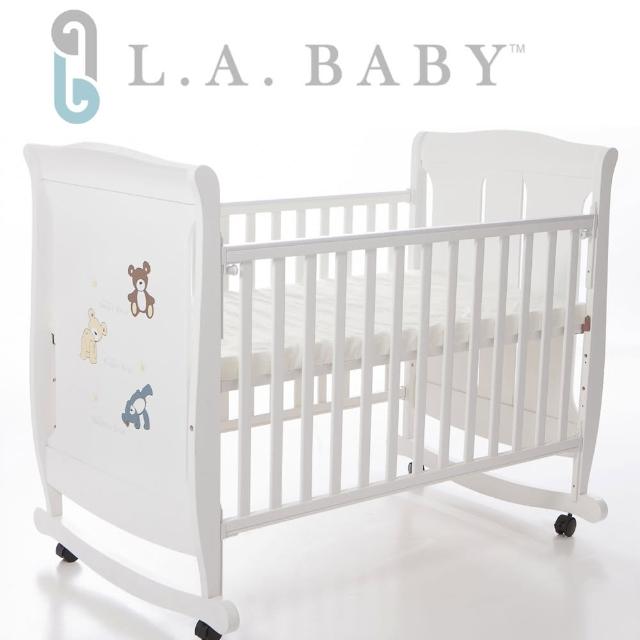【美國 L.A. Baby】芝加哥搖擺大床/童床/木床/嬰兒床(白色)