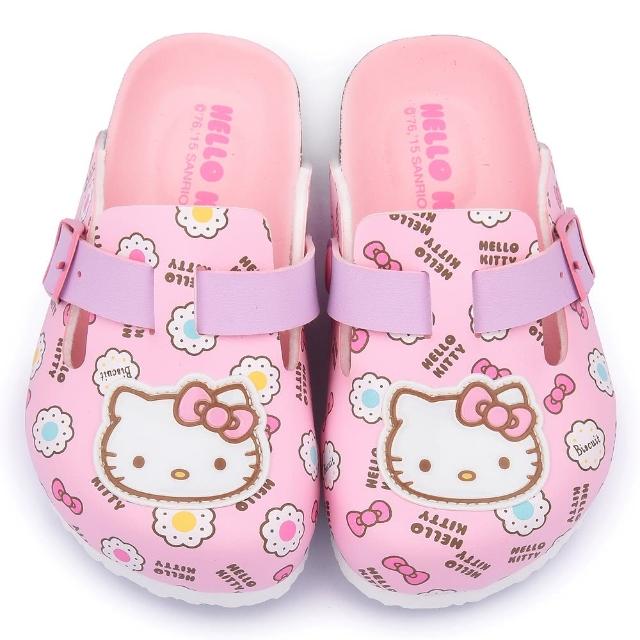 【三麗鷗】Hello Kitty 中大童 甜美可愛軟木風格拖鞋(815781-粉)