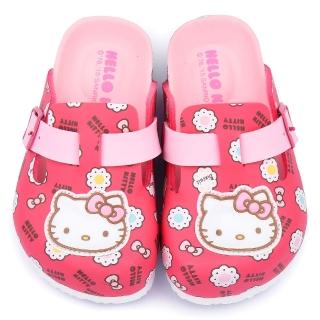 【三麗鷗】Hello Kitty 中大童 甜美可愛軟木風格拖鞋(815781-桃)