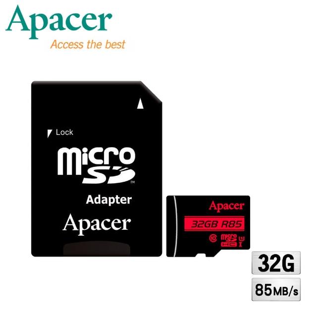 【Apacer宇瞻】32GB MicroSDHC UHS-I Class10記憶卡-速達(85MB-s傳輸)