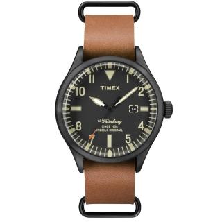 【TIMEX】160周年刻劃時代日期皮帶錶-黑x咖啡(TW2P64700)