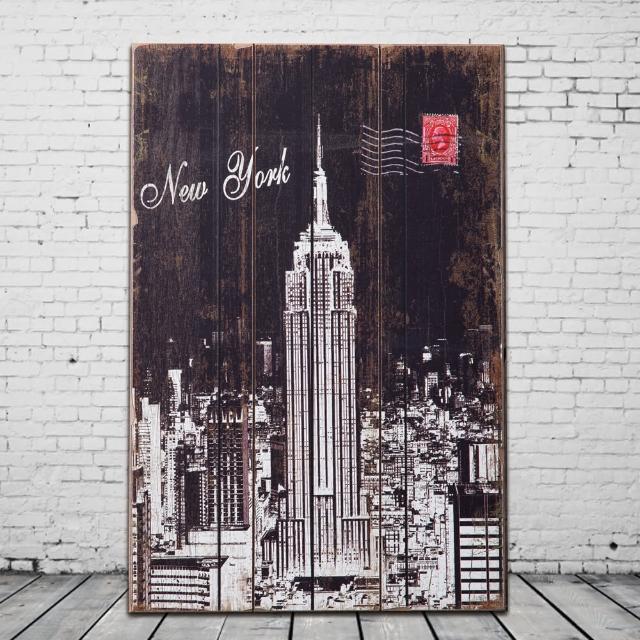 【OPUS LOFT純真年代】40X60仿舊木板畫/無框畫/掛畫擺飾(A46004-1 美國帝國大廈)
