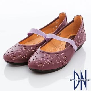 【DN】甜心魅力 MIT甜美繡花繫帶平底鞋(紫)