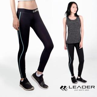 【Leader】女性專用 colorFit運動壓縮緊身褲(藍線條)  LEADER