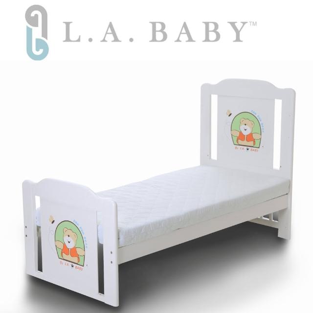 【美國 L.A. Baby】布魯克林童床+雙層護脊床墊(咖啡色  白色)