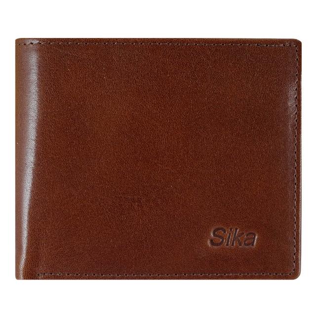 【Sika】義大利素面牛皮簡約中性短皮夾含拉鍊零錢匣(A8220-02深咖啡)