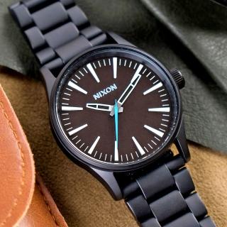 【NIXON】THE SENTRY 38 SS 精品潮流設計指針錶-黑x咖啡(A450-712)