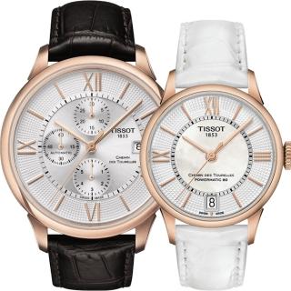 【TISSOT】杜魯爾系列情人機械對錶(T0994273603800+T0992073611800)