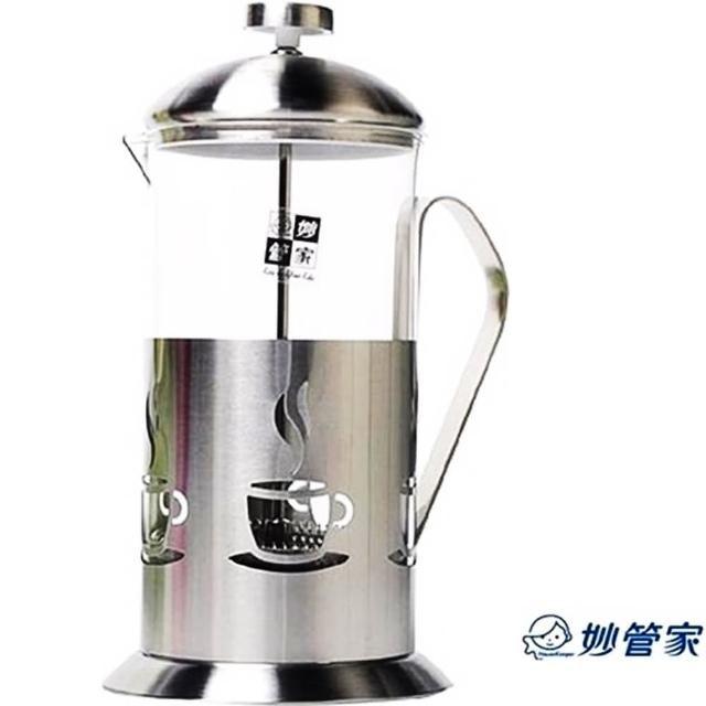 【妙管家】不鏽鋼玻璃700mlx1入沖茶器/沖泡壺(隨機送4入陶磁杯)