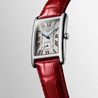 【LONGINES】DolceVita 獨立小秒針石英錶-銀x紅/26mm(L57554715)