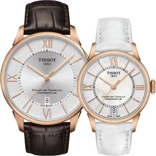 【TISSOT】杜魯爾系列機械動力80對錶(T0994073603800+T0992073611800)