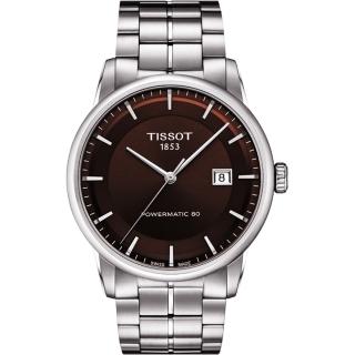 【TISSOT】LUXURY 動力儲存80機械腕錶-咖啡/41mm(T0864071129100)