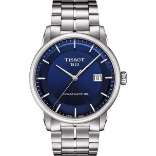 【TISSOT】LUXURY 動力儲存80機械腕錶-藍x銀/41mm(T0864071104100)