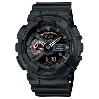 【CASIO】卡西歐G-SHOCK 抗磁雙顯重機鬧鈴電子錶-黑(GA-110MB-1A)