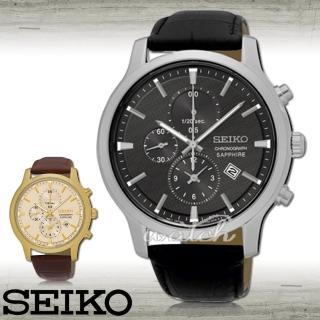 【SEIKO 精工】不敗錶款_品味優雅紳士三眼金色男錶(SNDG69P1/SNDG70P1)