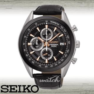 【SEIKO 精工】全黑狂潮_經典紳士_三眼男錶_鏡面4.4cm(SSB183P1)