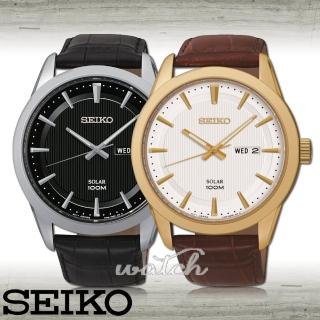 【SEIKO 精工】送禮首選_經典質感紳士_太陽能男錶(SNE363P2/SNE366P2)