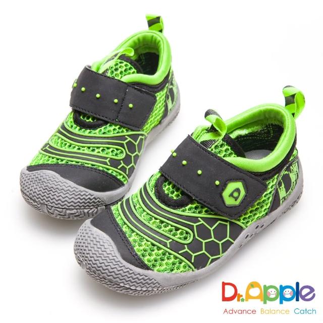 【Dr. Apple 機能童鞋】帥氣LOGO懷舊印刷透氣中童鞋(綠)