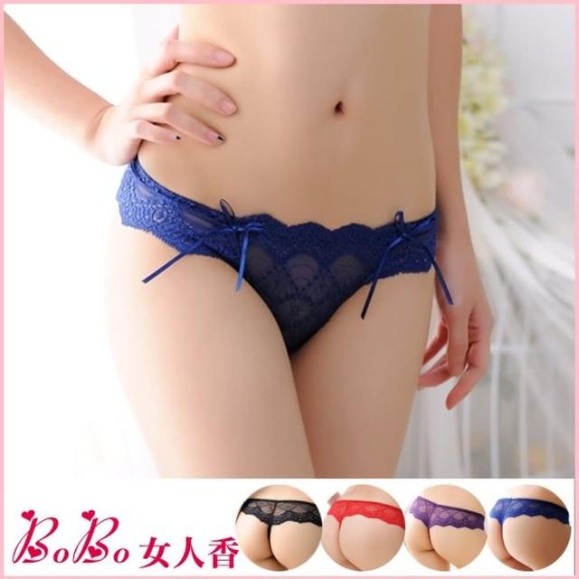 【BoBo女人香】c鏤空蕾絲透明蝴蝶結性感低腰丁字褲-三角內褲(C562)