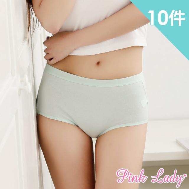 【PINK LADY】親膚棉質透氣包臀中高腰內褲801(10件組)