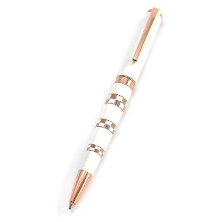 【MITIQUE美締克】Renaissance 奢華系列 珍珠白棋盤紋玫瑰金夾鋼珠筆