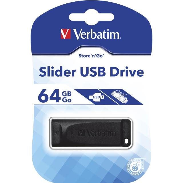 【Verbatim 威寶】Slider 64GB 輕薄質感伸縮碟(黑)