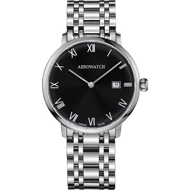 【AEROWATCH】Heritage系列尊爵時尚石英腕錶-黑x銀/40mm(A21976 AA02 M)