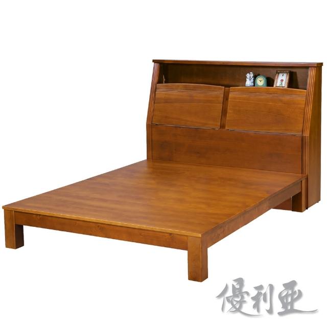 【優利亞-克莉絲淺胡桃色】雙人5尺實木床頭箱+床底 【優利亞-克莉絲淺胡桃色】雙人5尺實木床頭箱+床底