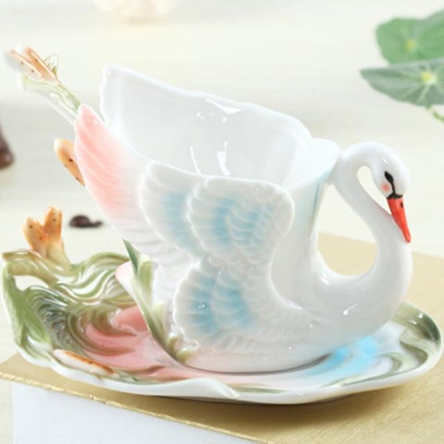 【Pure】天鵝琺瑯瓷杯盤組