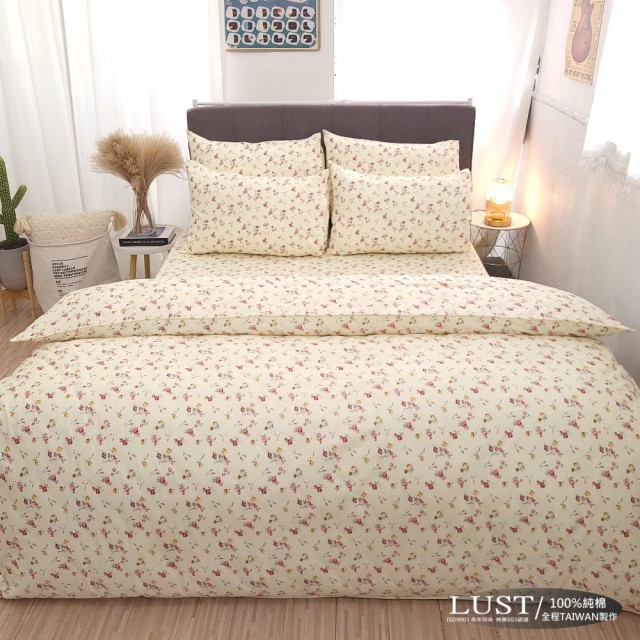 【LUST生活寢具】玫瑰風情  100%純棉、雙人加大6尺床包-枕套組《不含被套》、台灣製